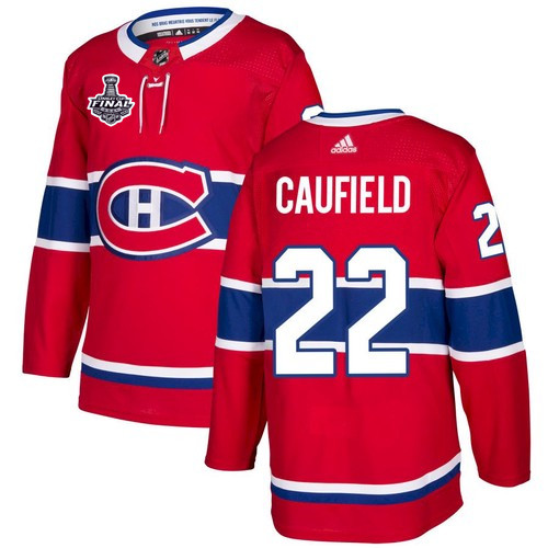 Men's Montreal Canadiens #22 Cole Caufield 2021 Red Stanley Cup Final Stitched NHL Jersey